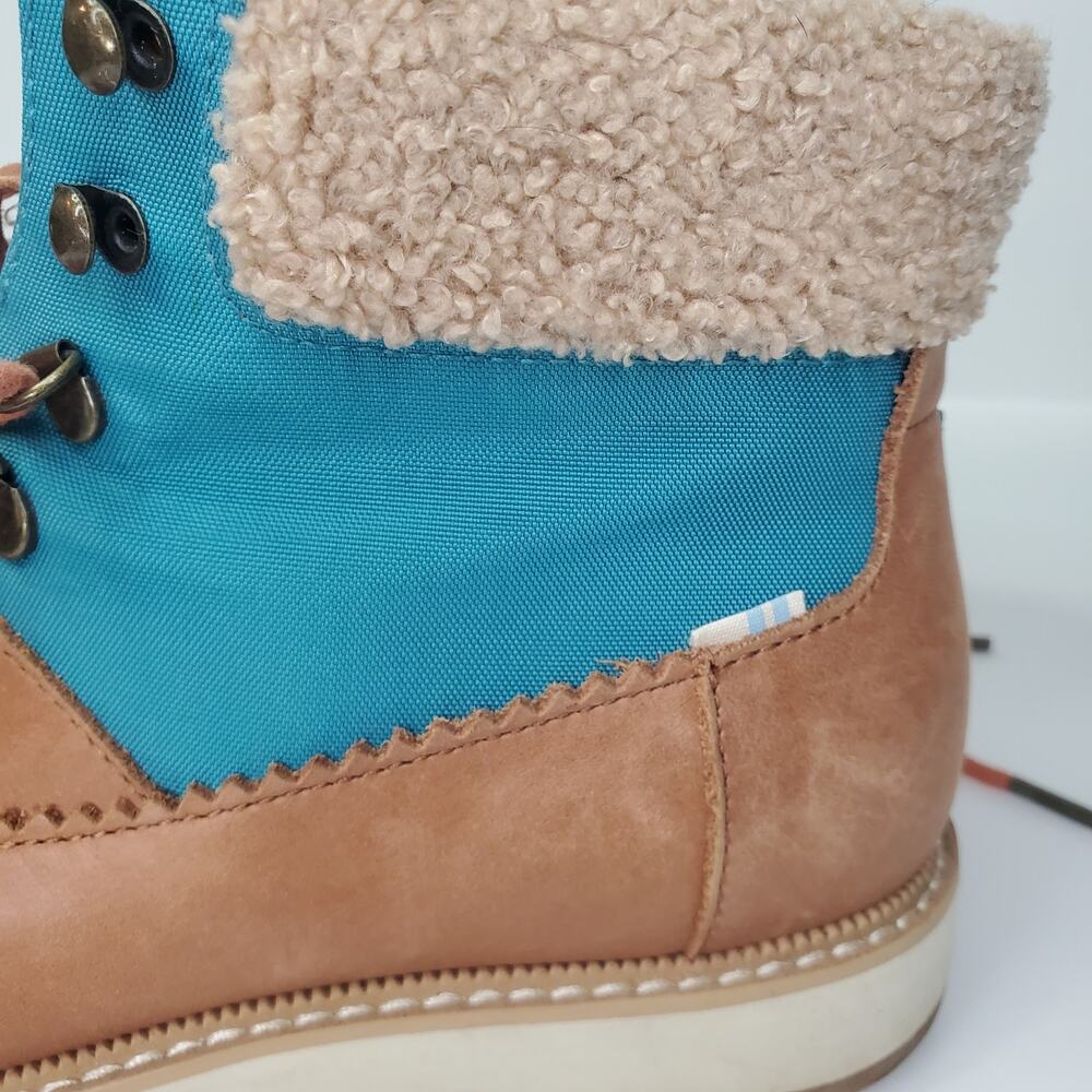 TOMS Womens Brown Mixed Media D-Waterproof Mesa Round Toe Leather Booties 8 - Picture 11 of 12